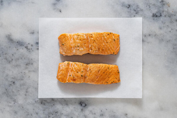 2 Salmon Fillets portions with a Thai Marinade